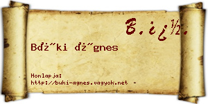 Büki Ágnes névjegykártya